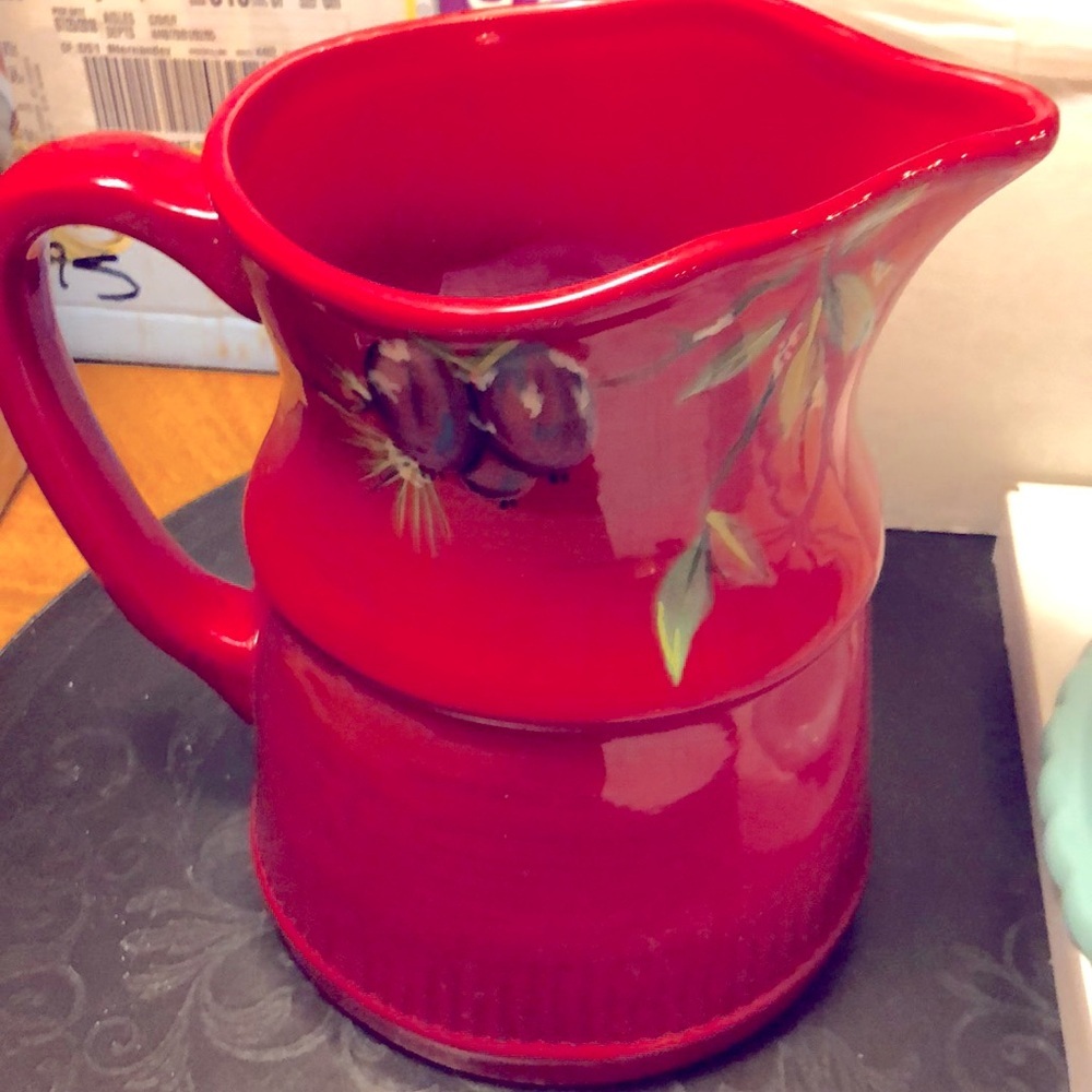 Tracy Porter Jolly Ol’ Snowy Water/Juice Pitcher 8.5x9.5”. NWT